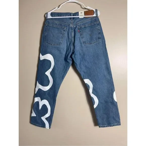 Levi's Denim 501 Crop Paint By Number Jeans in Blue🛑notforsale🛑 - Picture 5 of 7